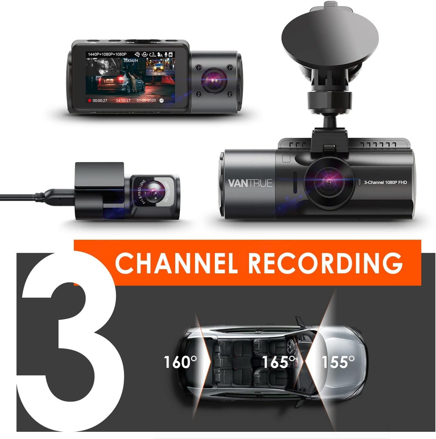 Vantrue N5 4 canales WiFi 360° todos los lados Dash Cam, STARVIS 2, visión nocturna IR